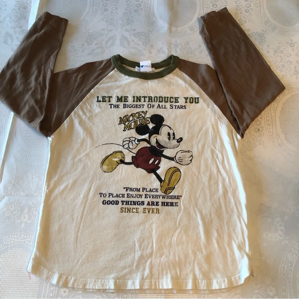 Zara Disney Mickey And Friends Boys Size 9 Long Sleeves Shirt Cream/Brown Top - Picture 10 of 12